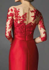 BXOXO Mermaid Evening Gown Elegant Dress Floor Length 3/4 Length Sleeve Illusion Neck Fall Wedding Guest Satin with Appliques 2025